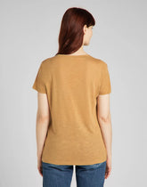 LEE V NECK TEE DAMSKI T-SHIRT TOBACCO BROWN L41JENSZ 112140036